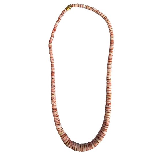 Spiny Oyster Puma Shell Heshi Tribal Necklace 17 1/2" - Picture 2 of 8